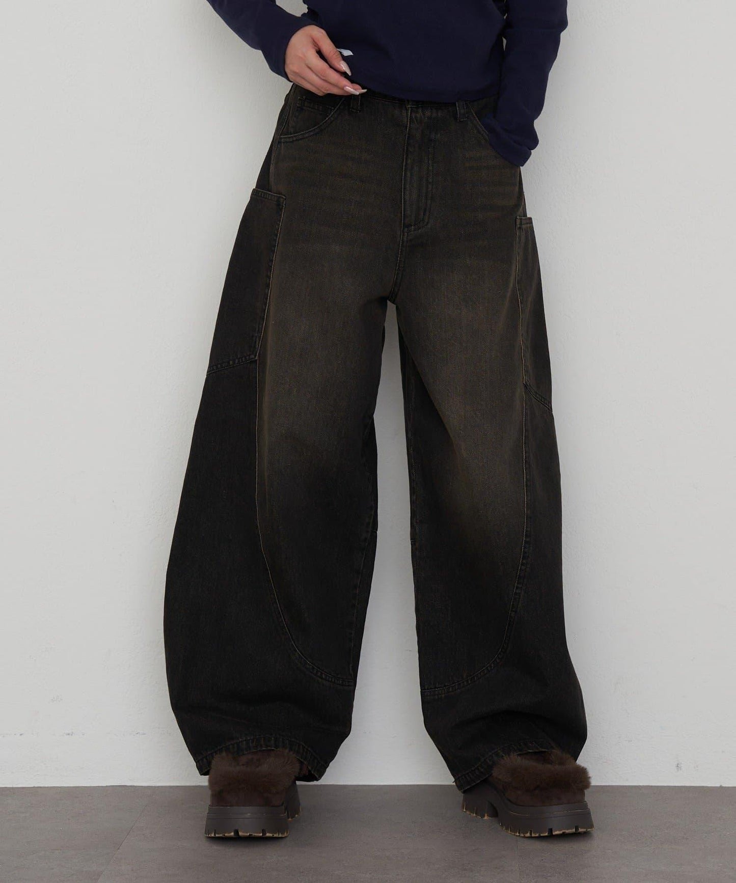 拼接設計牛仔褲