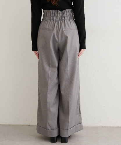 前翻折後褶長褲