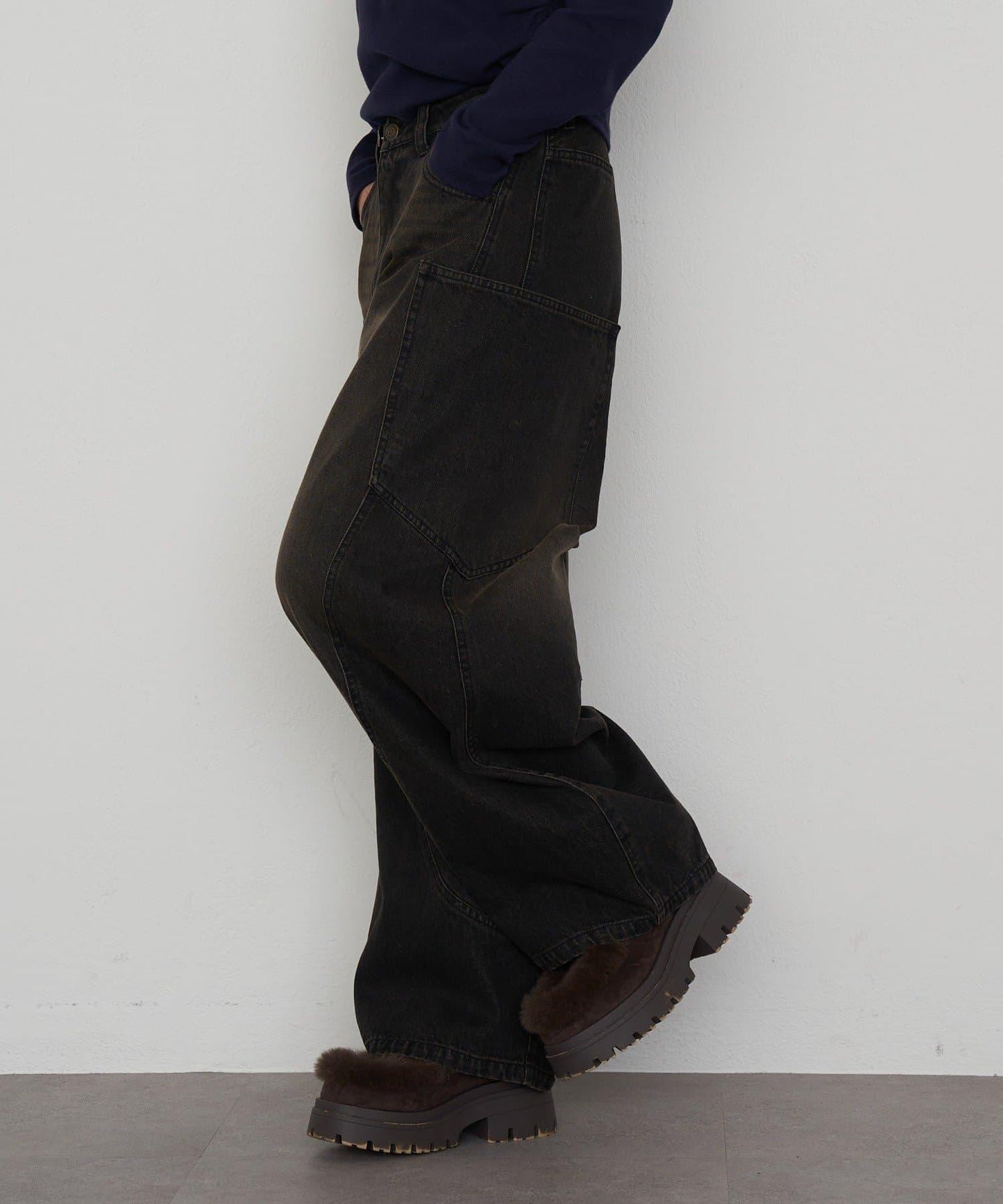 拼接設計牛仔褲