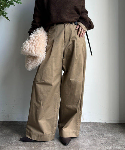 斜紋寬腿休閒褲