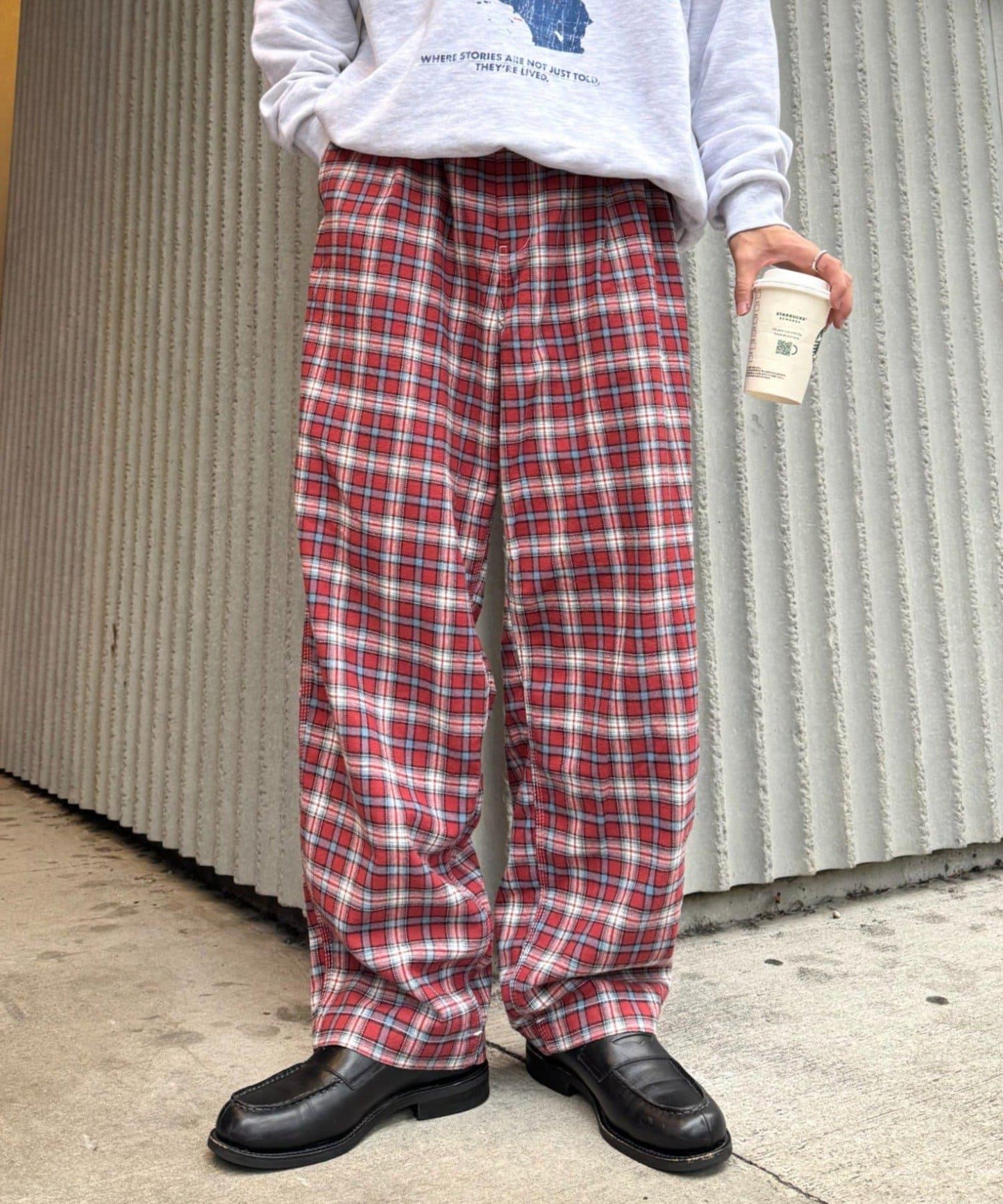 【PATTIPATTI】法蘭絨格子長褲