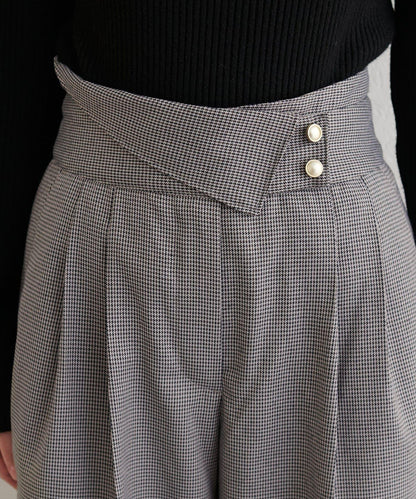 前翻折後褶長褲