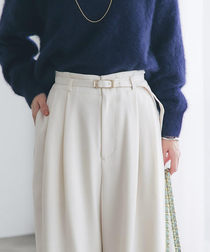 配腰帶寬鬆長褲