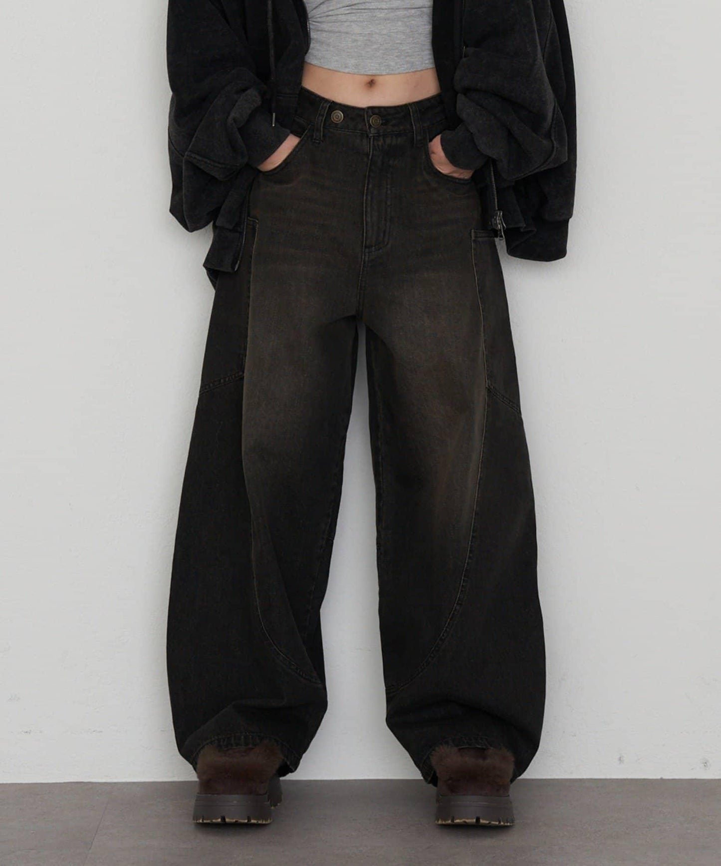 拼接設計牛仔褲