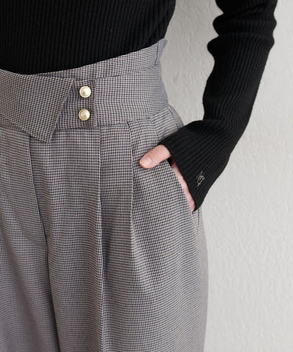 前翻折後褶長褲