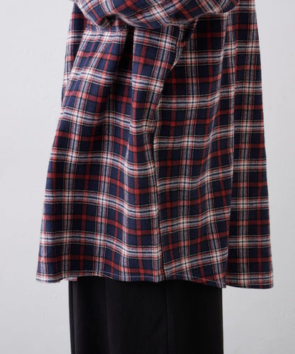 【PATTIPATTI】寬鬆格紋法蘭絨襯衫