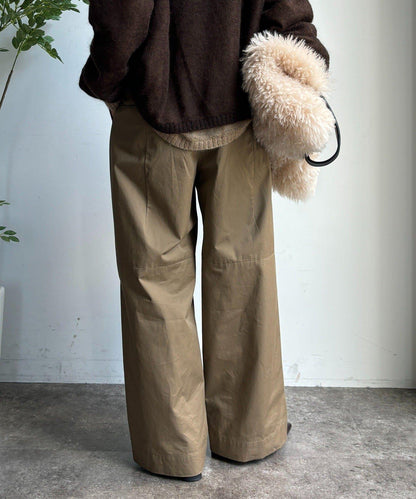 斜紋寬腿休閒褲