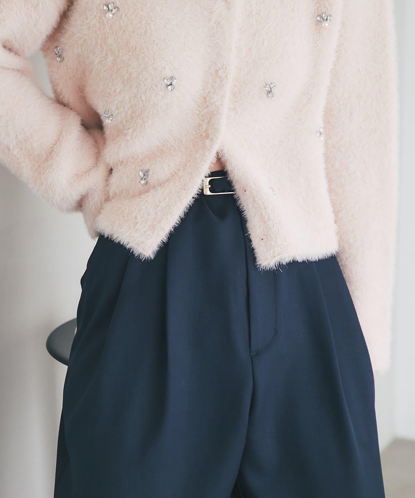 配腰帶寬鬆長褲