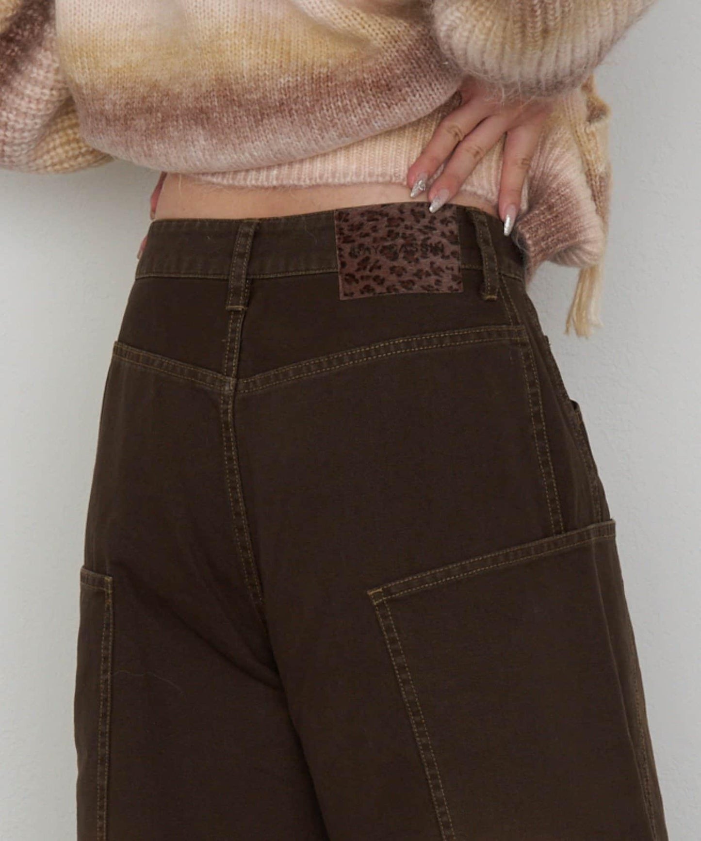 拼接設計牛仔褲