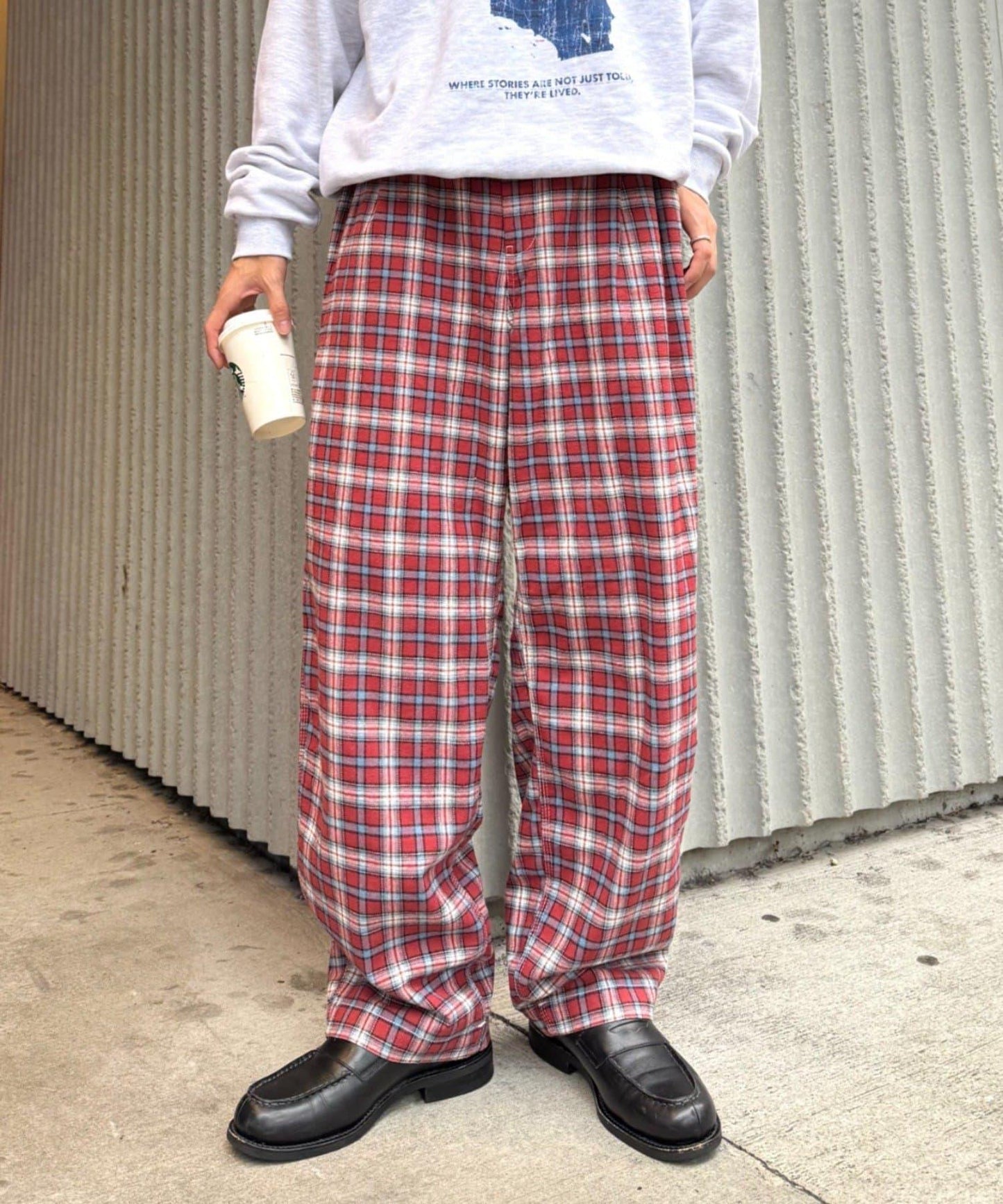 【PATTIPATTI】法蘭絨格子長褲