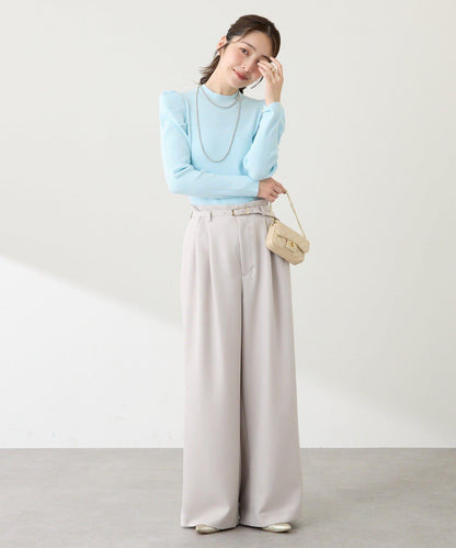 配腰帶寬鬆長褲