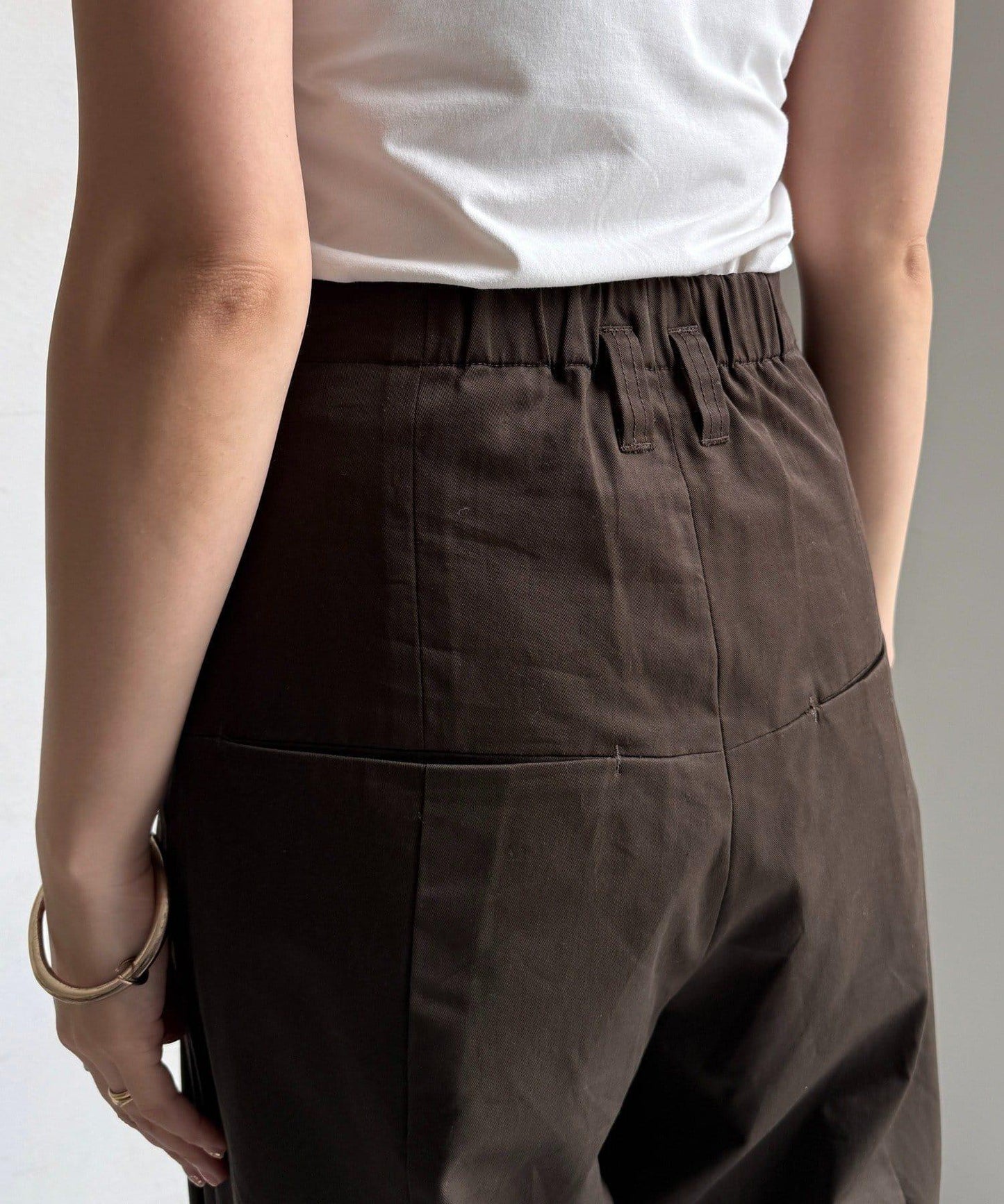 斜紋寬腿休閒褲