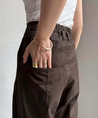 斜紋寬腿休閒褲