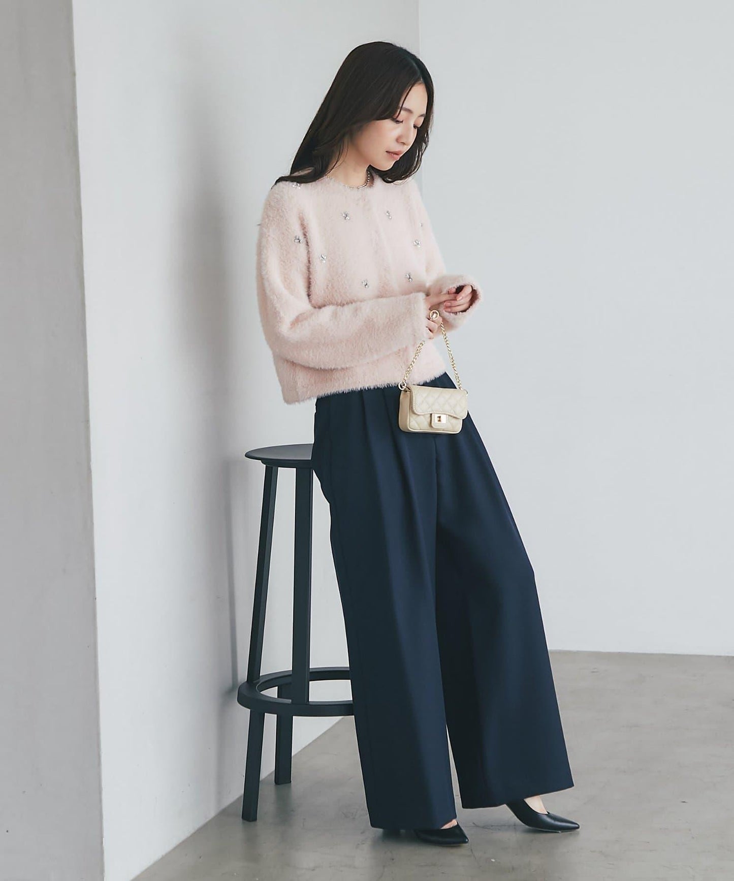 配腰帶寬鬆長褲