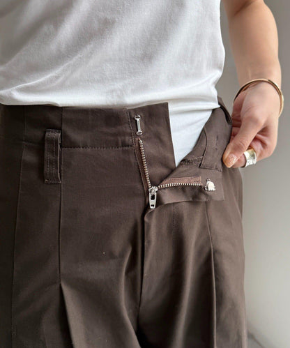 斜紋寬腿休閒褲