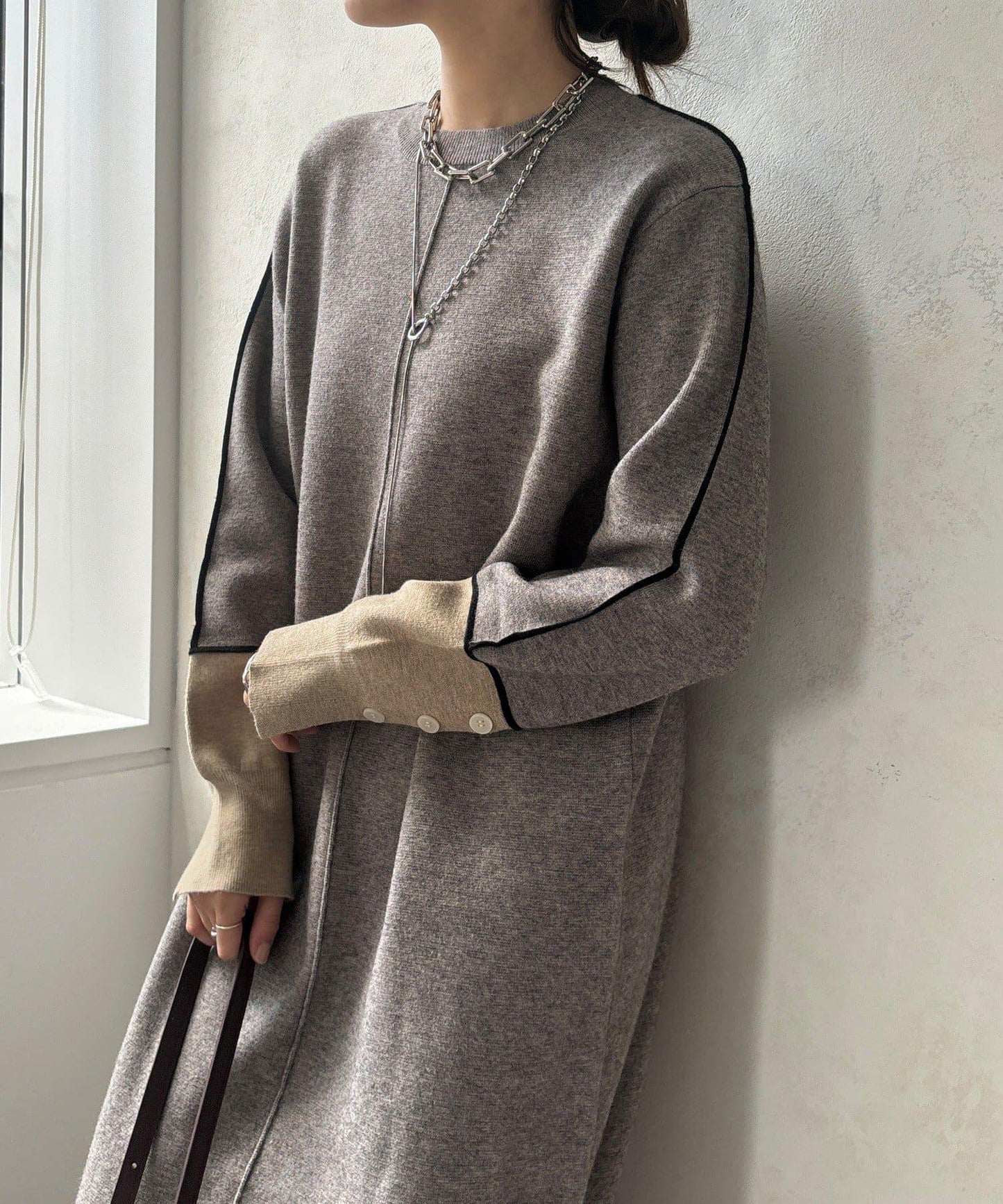 線條設計米蘭羅紋連衣裙