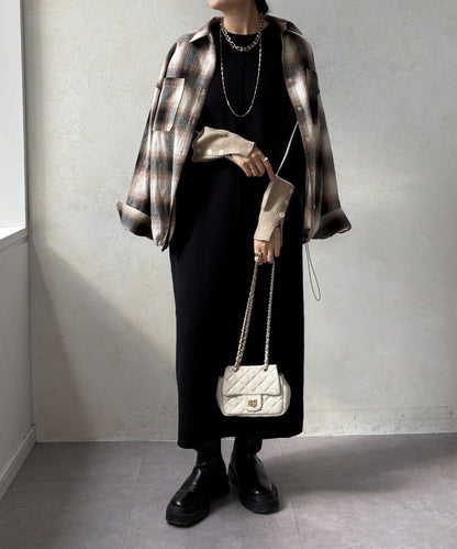 線條設計米蘭羅紋連衣裙