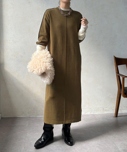 線條設計米蘭羅紋連衣裙