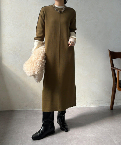 線條設計米蘭羅紋連衣裙