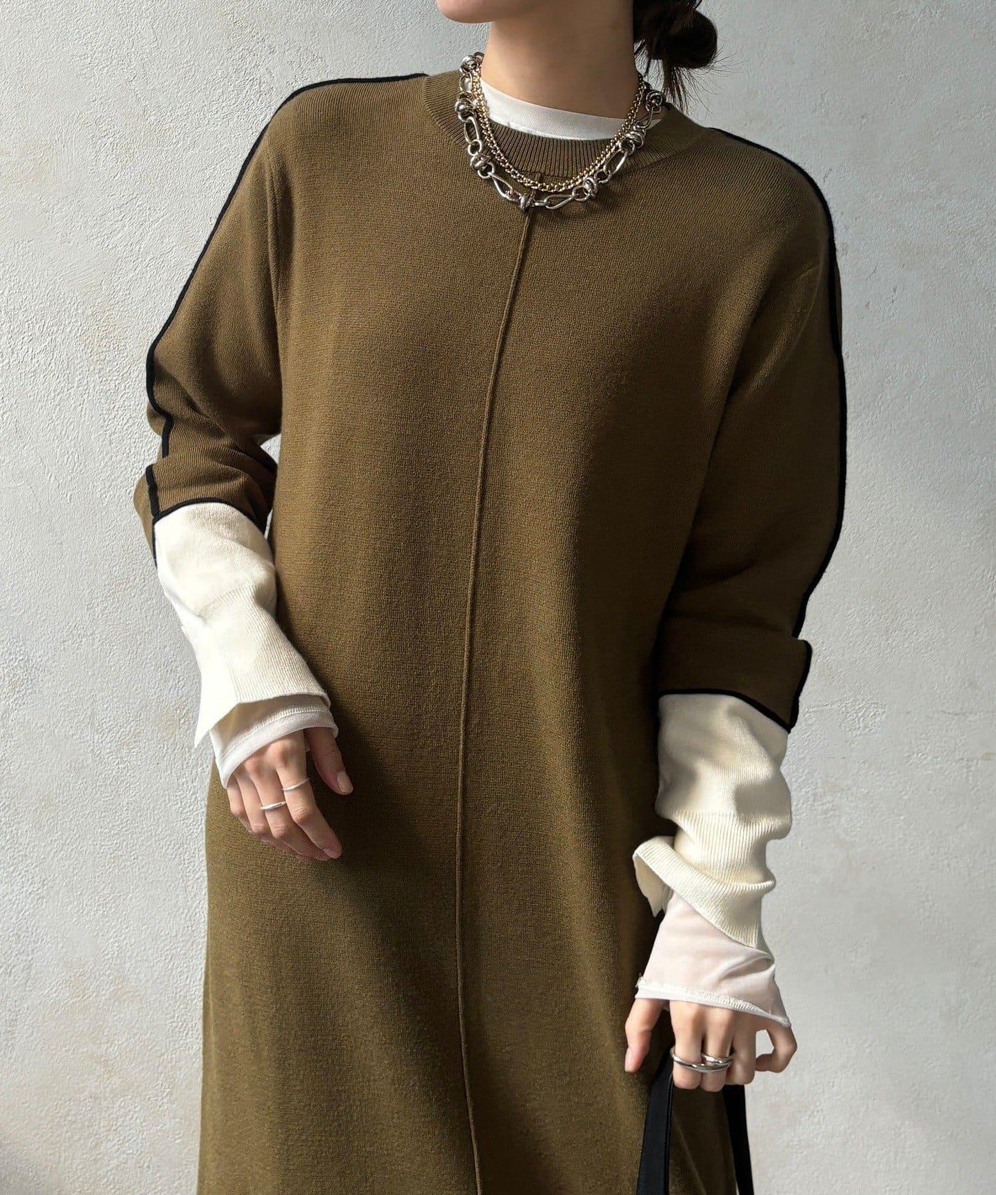 線條設計米蘭羅紋連衣裙