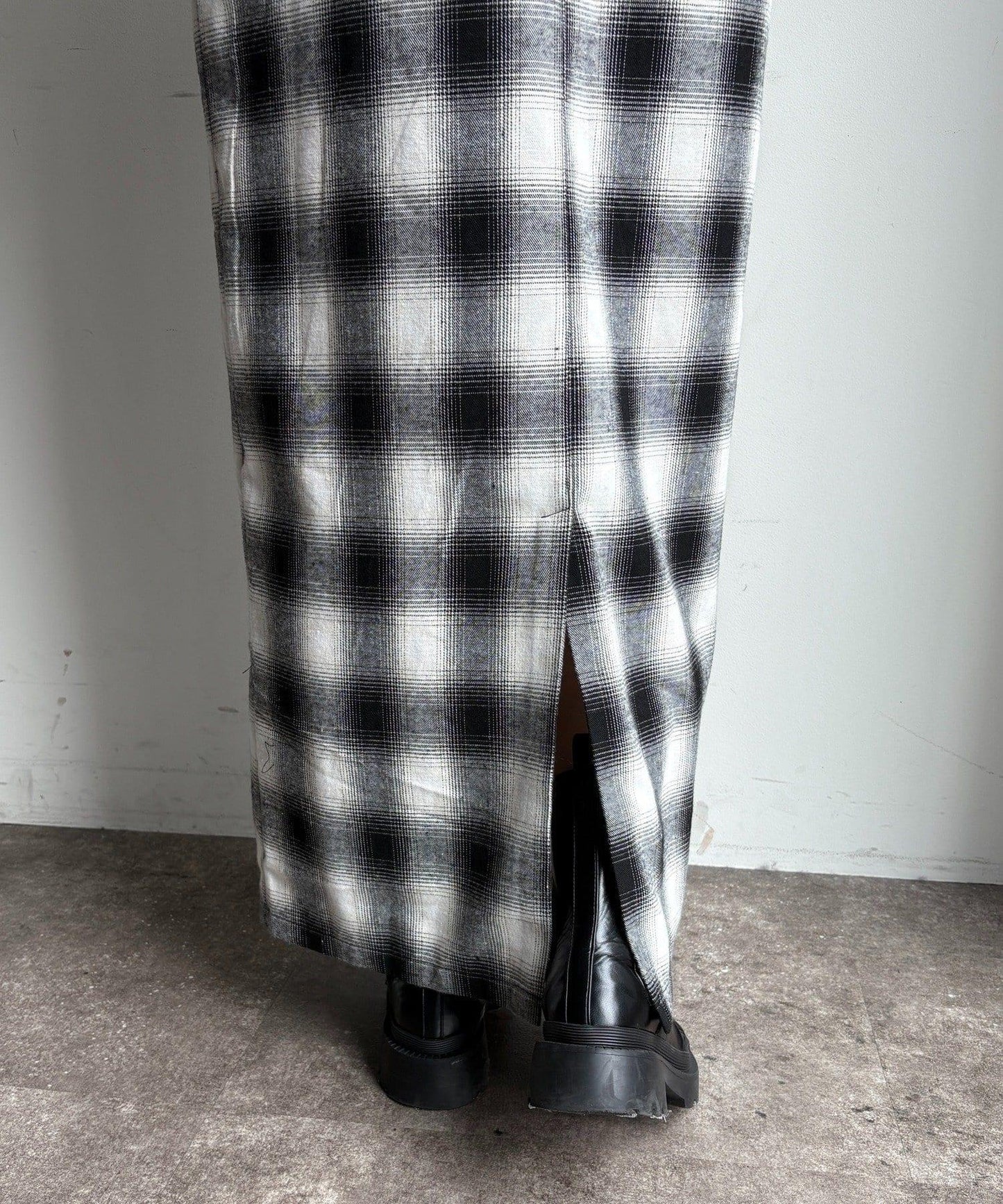 漸變格紋連衣裙