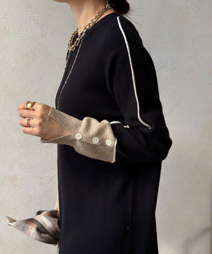 線條設計米蘭羅紋連衣裙