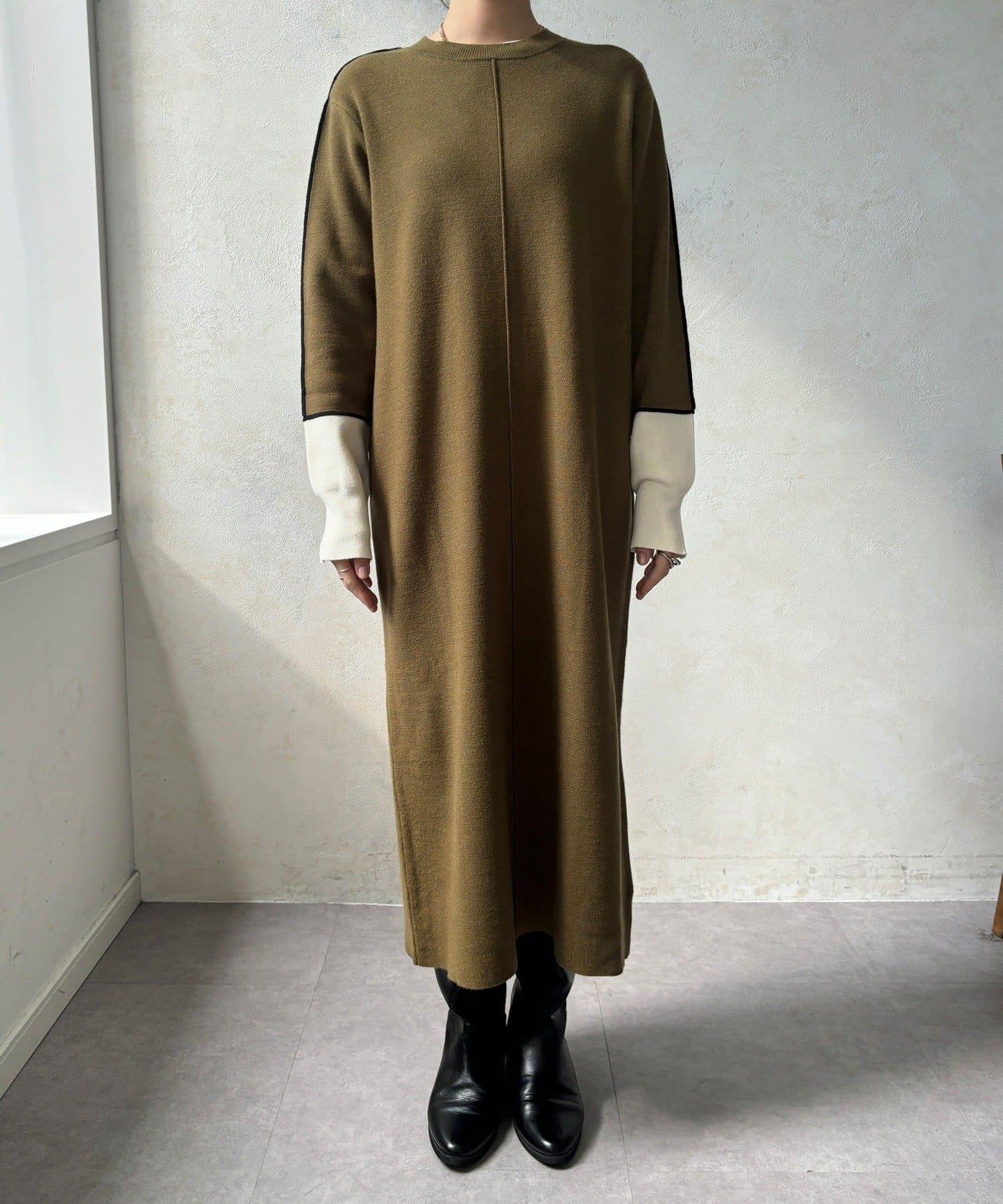 線條設計米蘭羅紋連衣裙