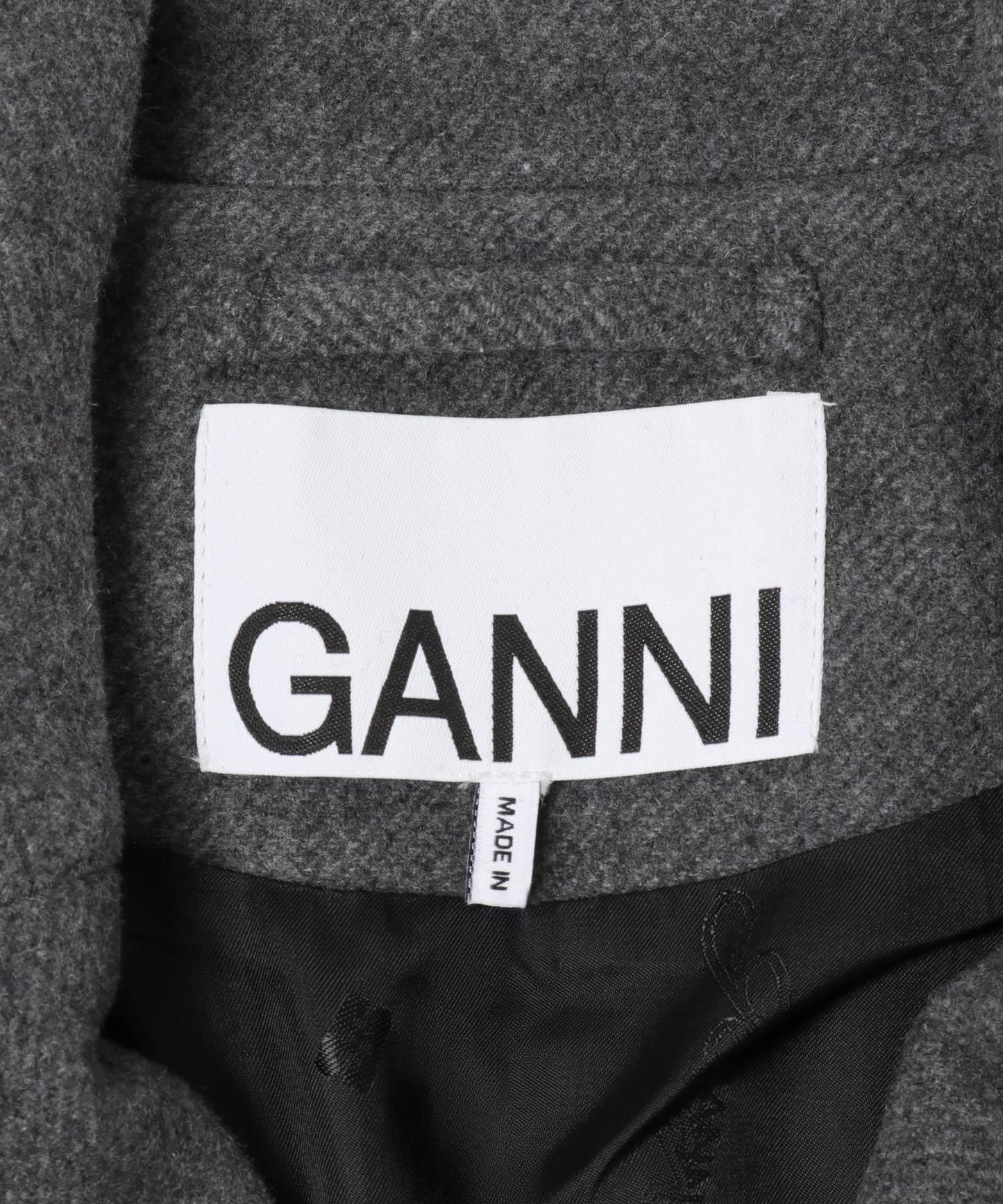 GANNI 羊毛中長款雙排扣大衣