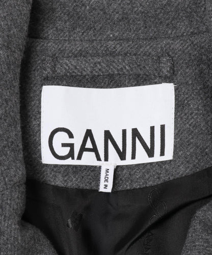 GANNI 羊毛中長款雙排扣大衣