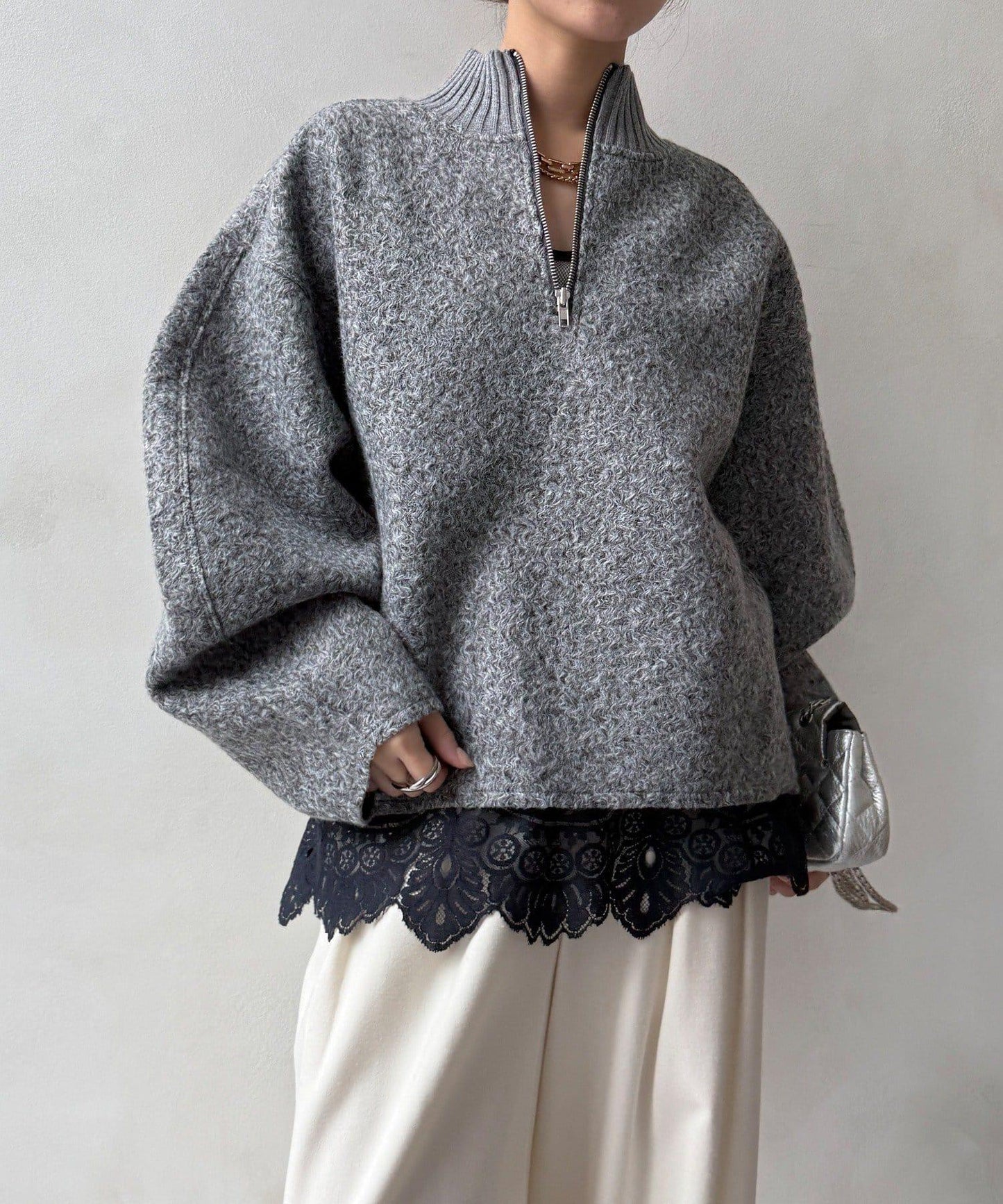 半拉鍊羊羔絨套頭衫