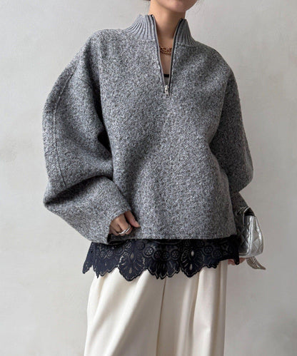 半拉鍊羊羔絨套頭衫