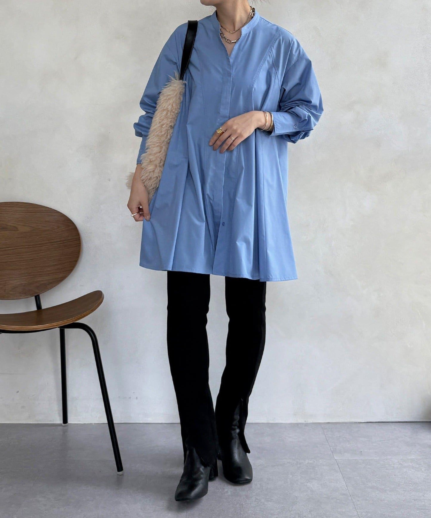 喇叭袖長款上衣