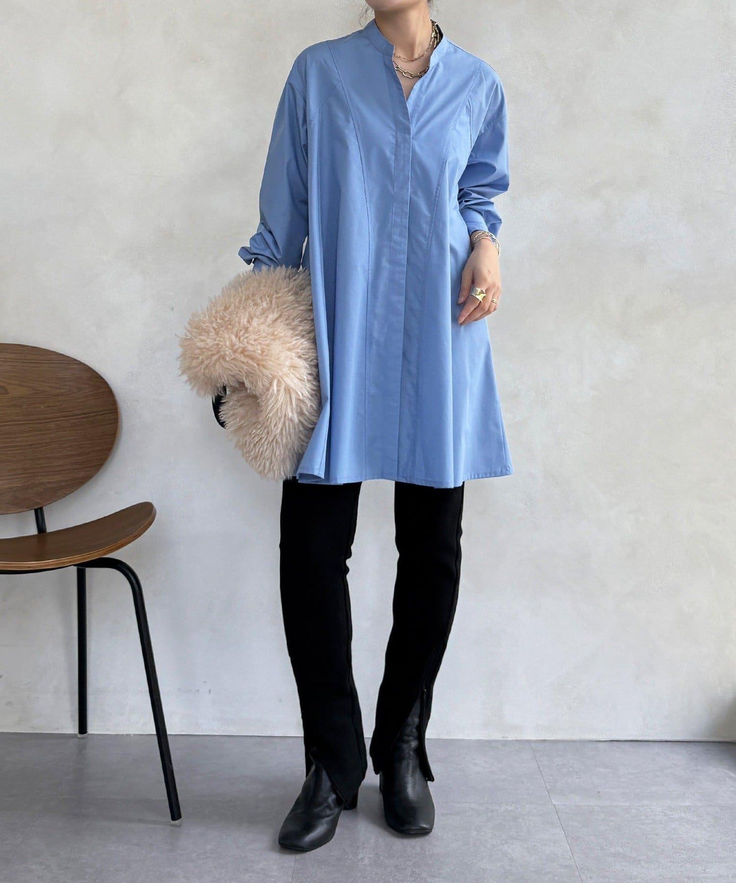 喇叭袖長款上衣