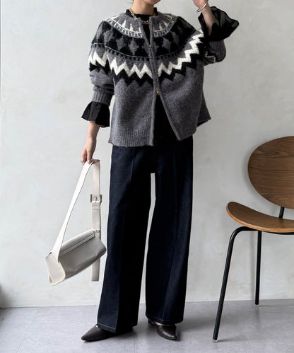 高腰雙排扣牛仔褲