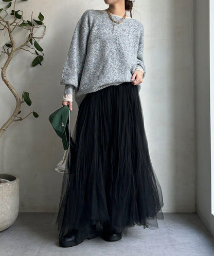 混紡紗船領套頭衫