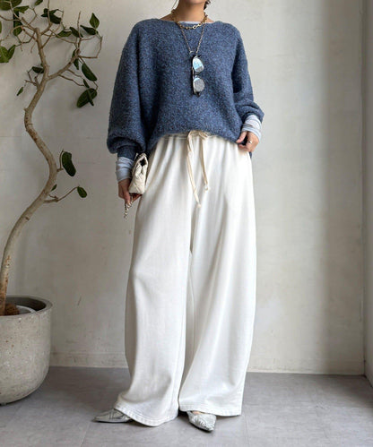 混紡紗船領套頭衫