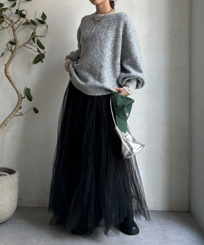 混紡紗船領套頭衫