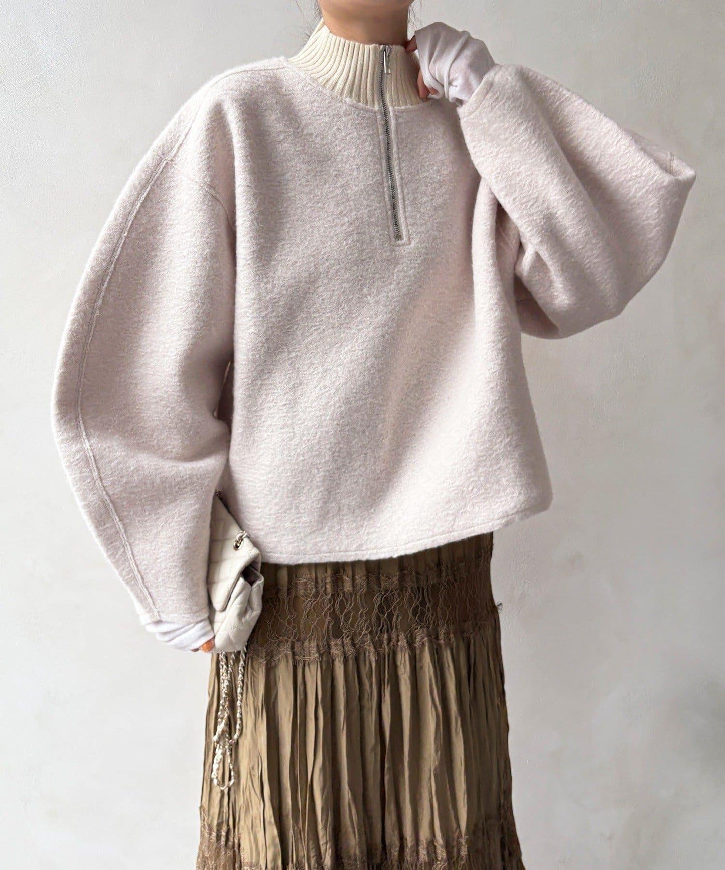 半拉鍊羊羔絨套頭衫