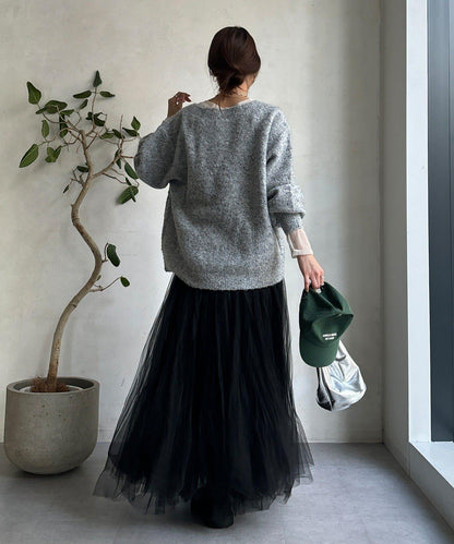 混紡紗船領套頭衫