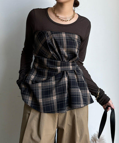 磨毛格紋吊帶背心