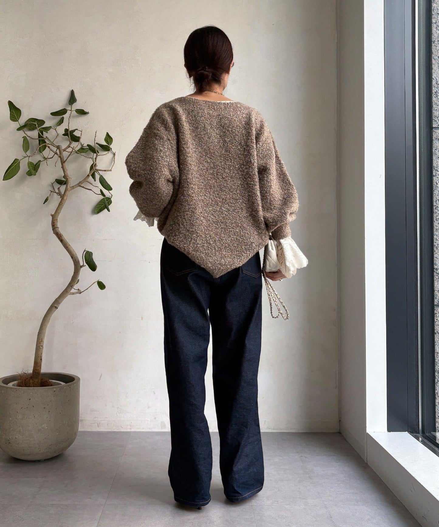 混紡紗船領套頭衫