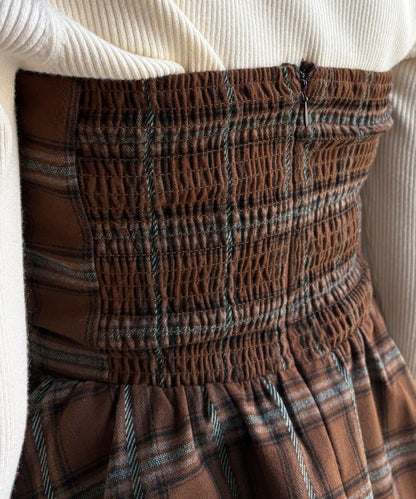 磨毛格紋吊帶背心