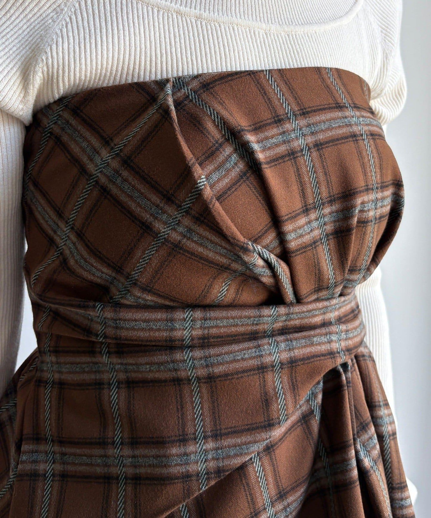 磨毛格紋吊帶背心