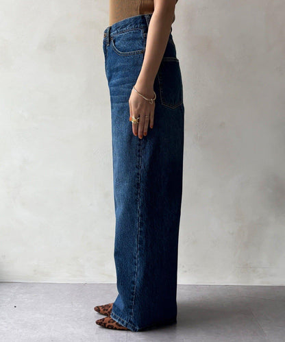 高腰雙排扣牛仔褲