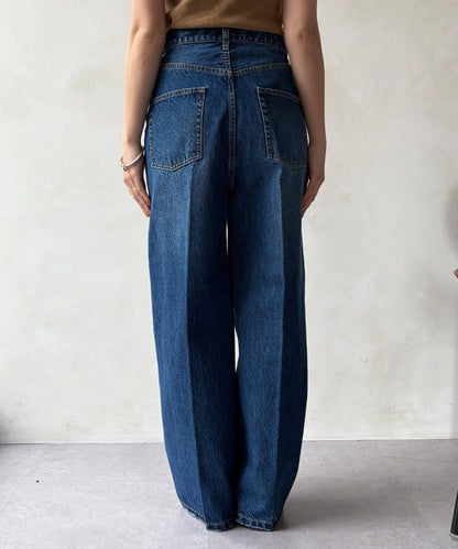 高腰雙排扣牛仔褲