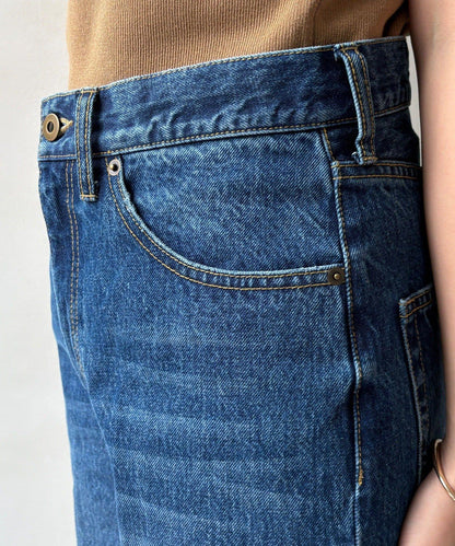 高腰雙排扣牛仔褲