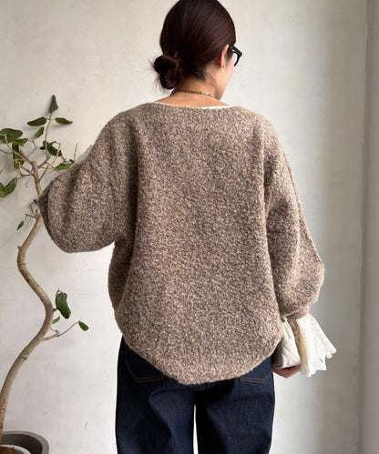 混紡紗船領套頭衫