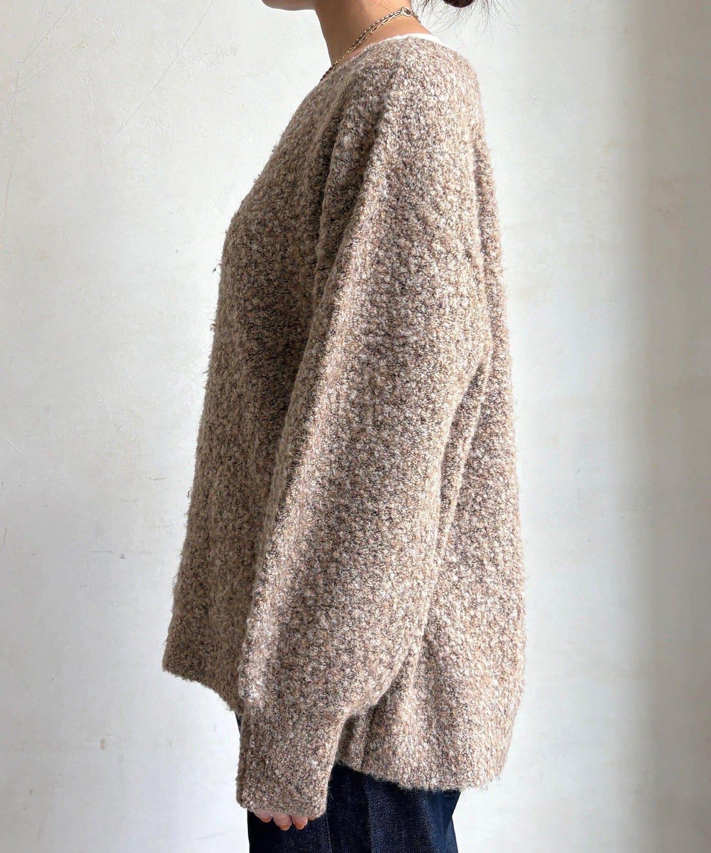 混紡紗船領套頭衫