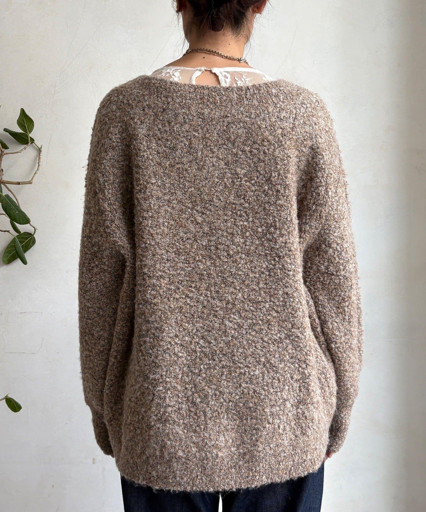 混紡紗船領套頭衫