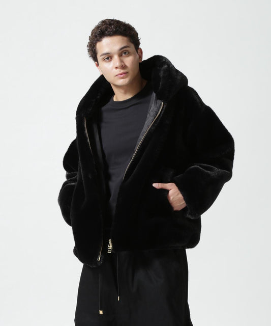 FR(13)NDS /フレンズ/仿皮草連帽短夾克